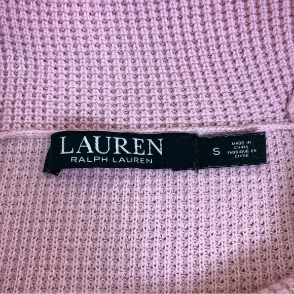 Ralph Lauren LRL Waffle Knit Cowl Neck Casual Sweater Pale Pink Cotton Sz S - Picture 14 of 16